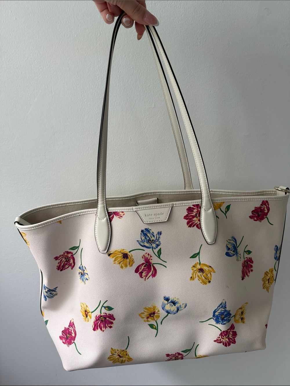 kate spade Cream Floral Tote with Pink, Yellow & Blue Flowers